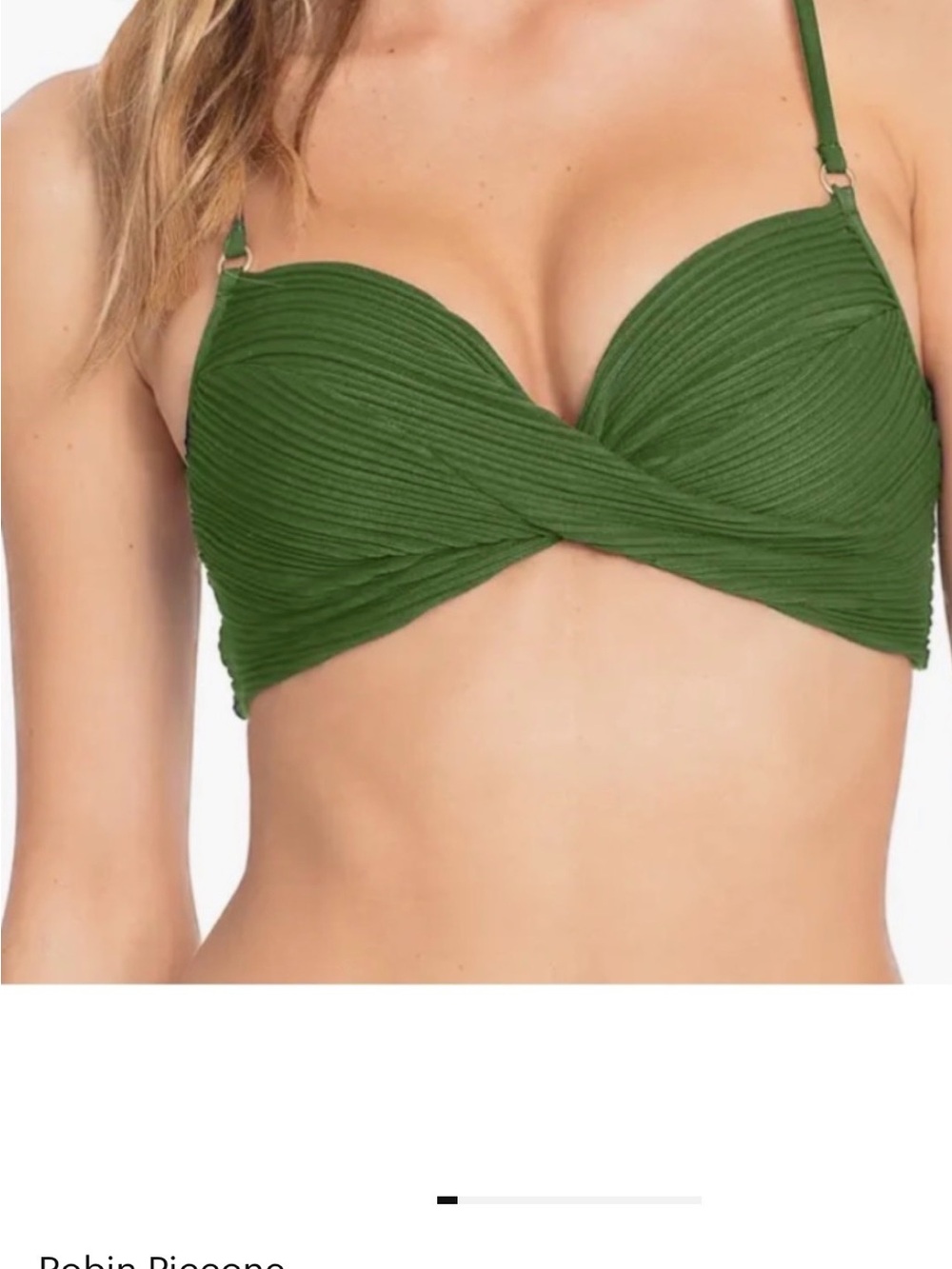 Robin piccone Olive Green color listed as basil underwire Bikini Top NWT M